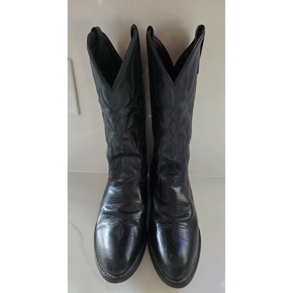 Laredo 6851 Mens Black Leather Western Cowboy Boots Pointed Toe 10 EW